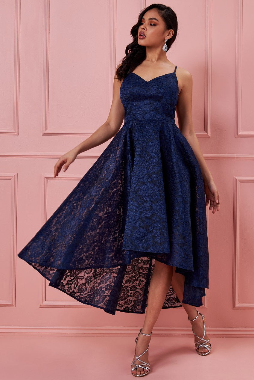 Royal blue lace evening dress