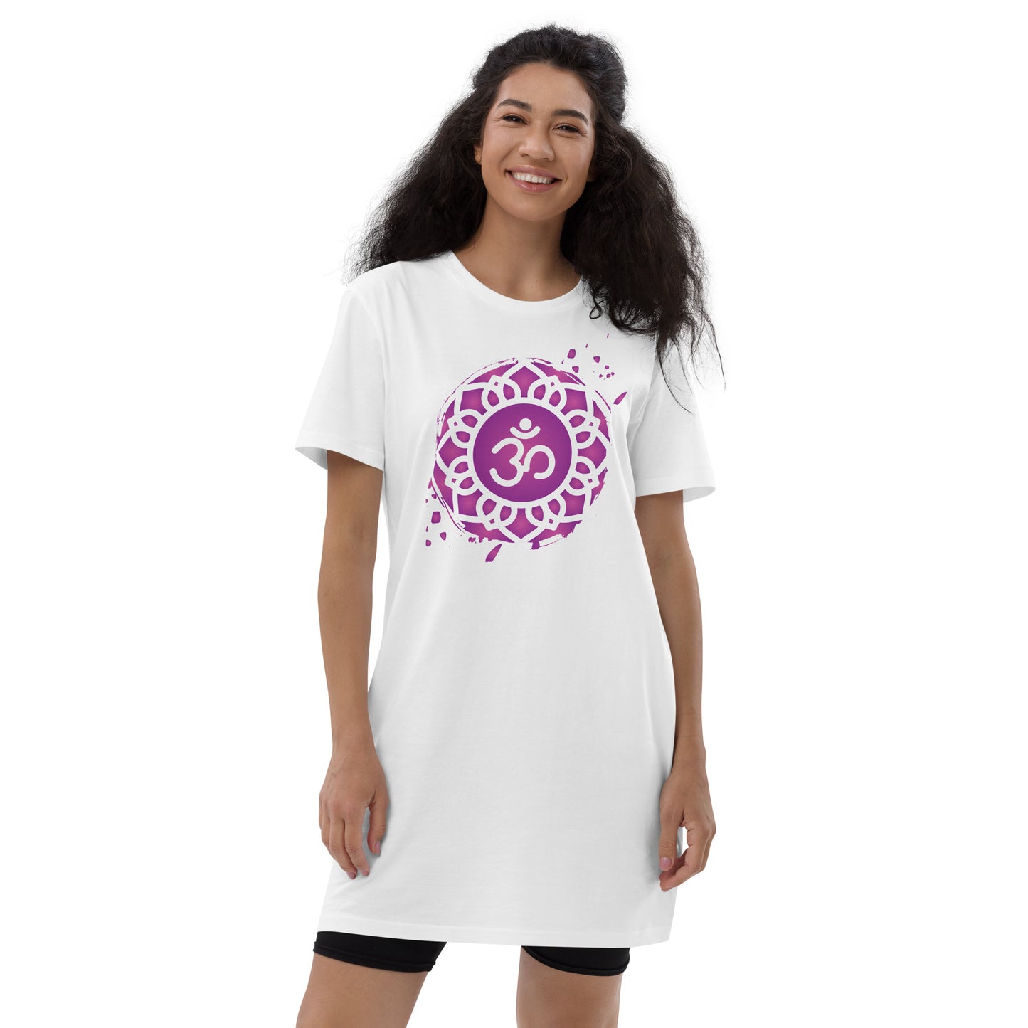 Organic cotton t-shirt dress XS-XL | Sahasrara chakra